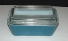 Vintage Pyrex Blue 502 1.5 Pint Refrigerator Glass Storage Dish with Lid - EUC