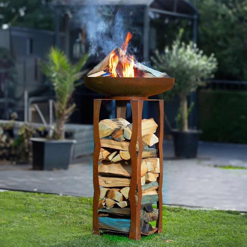 18x Gestell Kaminholzregal Holzlager Außen Holzregal Garten Rostoptik OUTLETWARE - Bild 2 von 4