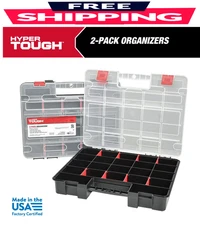 Hyper Tough 2Pack Organizer, Stackable Plastic with 8 Movable Dividers,93512638