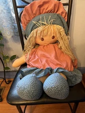 Vintage DAN DEE Jumbo XL 30" Cloth Rag Doll w/ Yarn Hair Plush Doll USA MADE