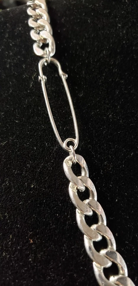 Collar grueso con pasador de seguridad de 12 pulgadas de acero inoxidable JBTB, tono plateado Foto 2 de 3