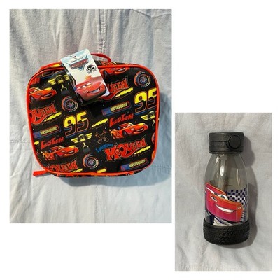 NEW Disney 12.8oz Tires Plastic Water Bottle & Lunch Box - Lightning McQueen