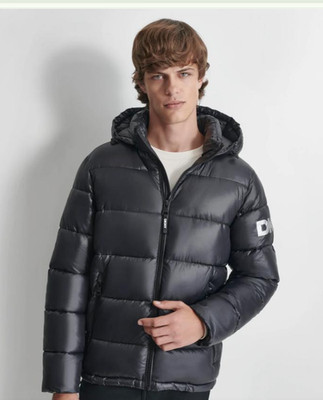 DKNY Men's Water Resistant Hooded Puffer Durable Cold Weather Jacket Size L 90s.