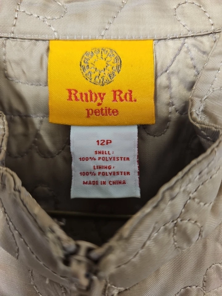 Chaqueta acolchada Ruby Rd cremallera completa para mujer talla 12P bronce dorado oficina iglesia Foto 2 de 4