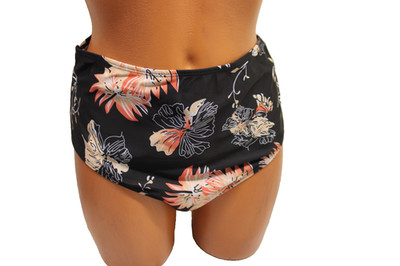 Octopus S 36/38 hoher Badeslip Blumen Taillenslip Badehose stretchig gefüttert