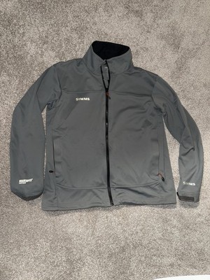 Simms Windstopper Soft Shell Jacket Mens Large Gray Full Zip Fishing Coat