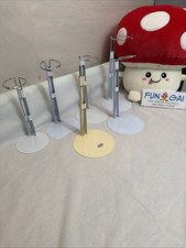 Set of 5 White Metal Doll Stands for 10-14 inch Dolls, 1 Incomplete Kingstate