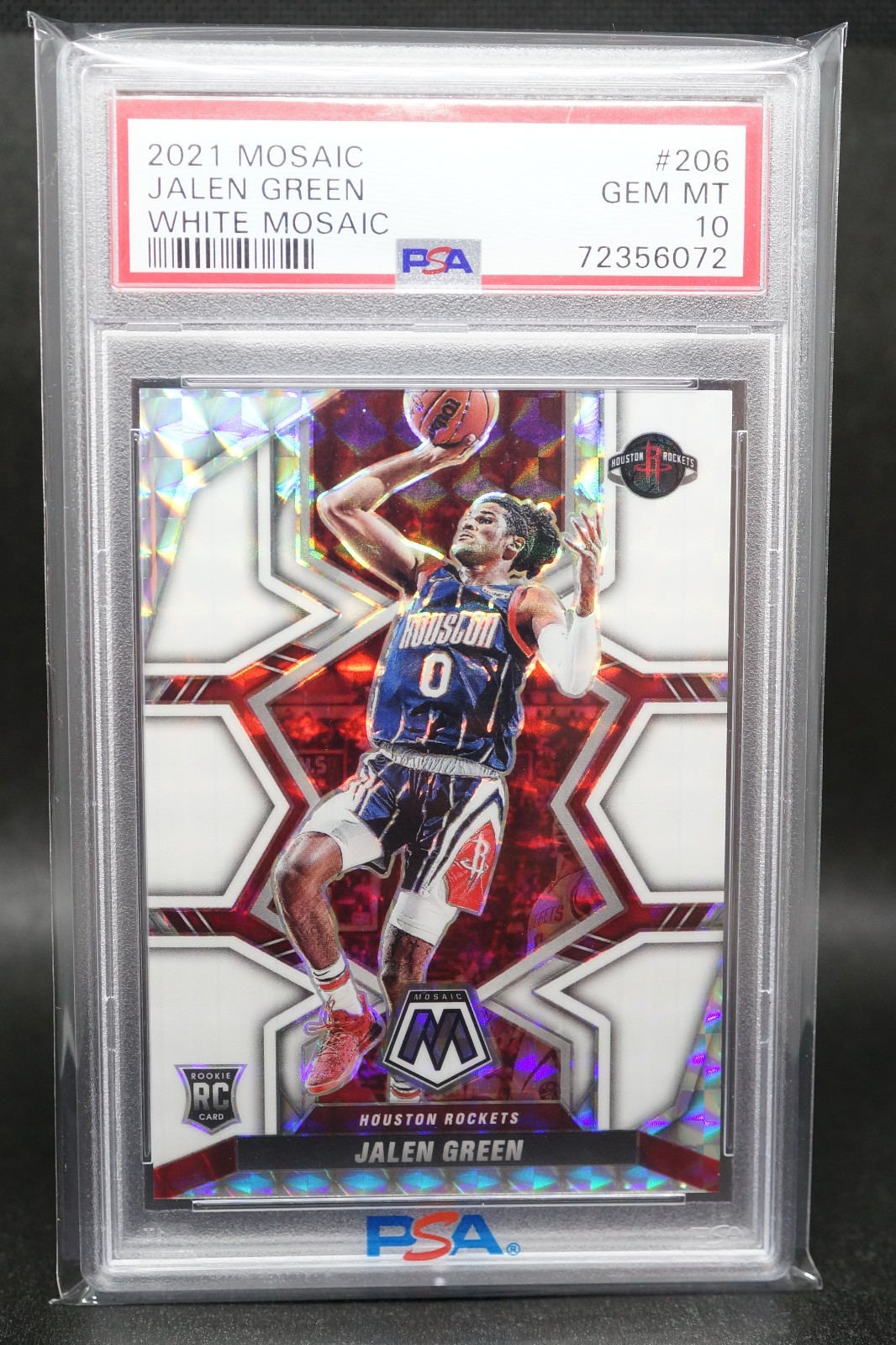 2021-22 JALEN GREEN NBA Panini Mosaic #206 ROOKIE White Mosaic 18/25 PSA 10