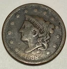 Photo of a 1838-P Large Cent from an eBay listing that sold on Jul 22, 2026