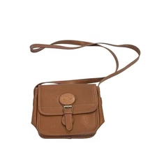 Michael Stevens Intl Brown Pebbled Leather Crossbody Bag Small Satchel Flap