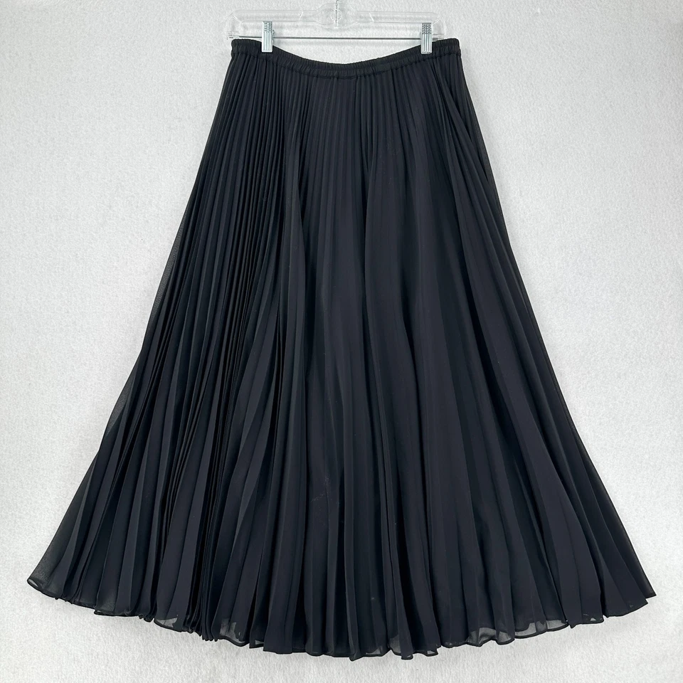 Falda Midi Acordeón Completamente Plisada Valerie Stevens Negra MEDIANA Modesta Bruja Foto 2 de 4
