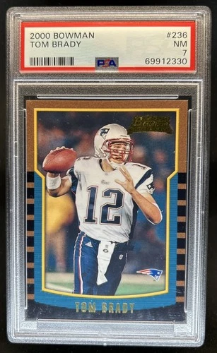 2000 Bowman Tom Brady Rookie RC #236 Patriots PSA 7