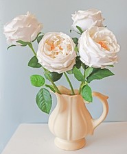 White Roses 4Pcs Real Touch Flowers Long Stem Rose Big Peonies Lifelike Artif...