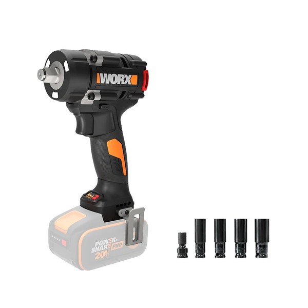 Worx Akku-Schlagschrauber, 20V, 600 Nm, BüRstenlos, Ohne Akku, WX273.9-image