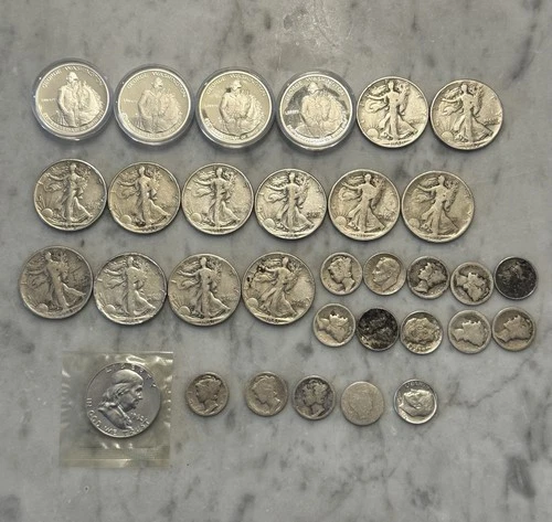 $10 Face Value 90% Silver Franklin, Walking Liberty, Mercury Dime, Proof, & More