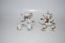 Miniature/Tiny Porcelain Tea Sets   Floral Print   Lot of 2   Used