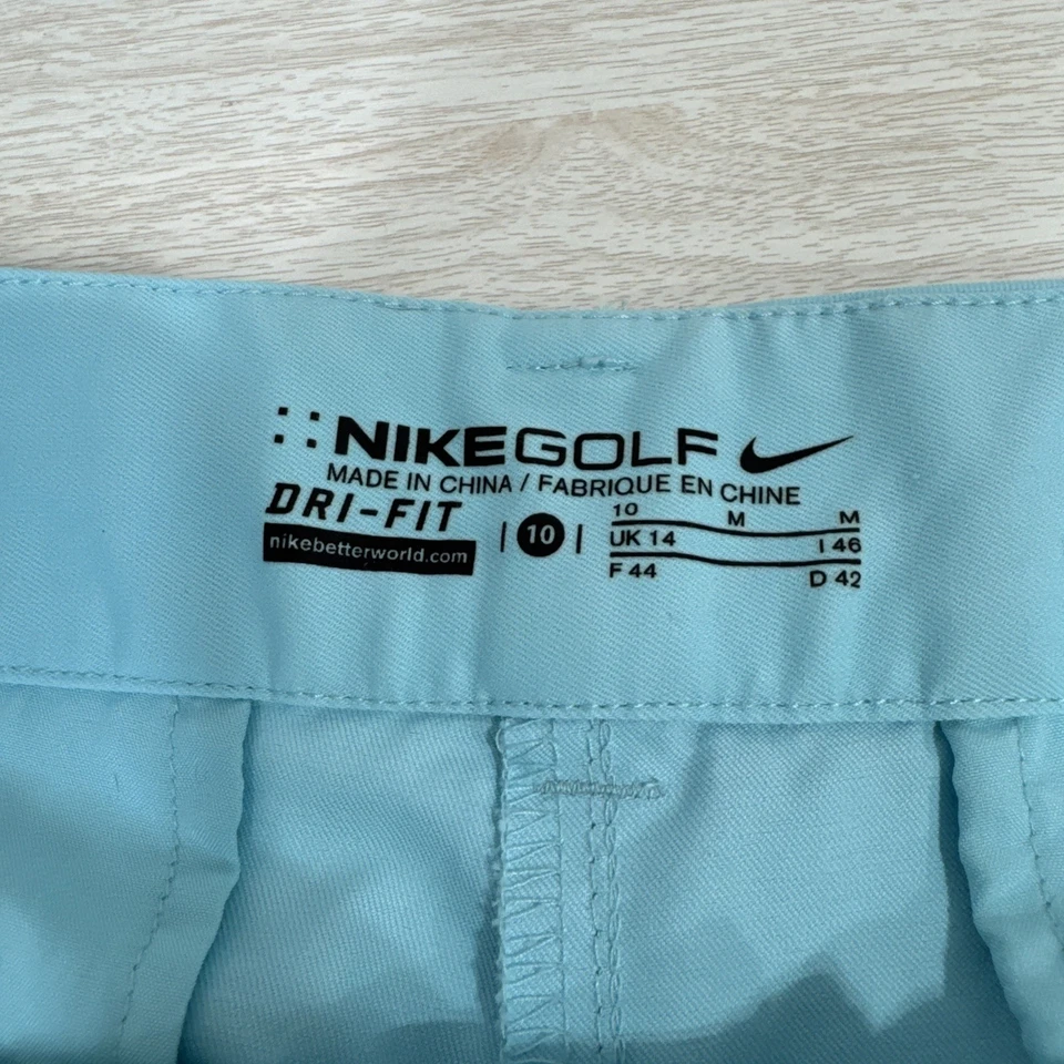 Nike Golf Dri Fit Chino Shorts Women Size10 (M) Aqua Blue Pockets Zipper Logo - Image 4 of 4