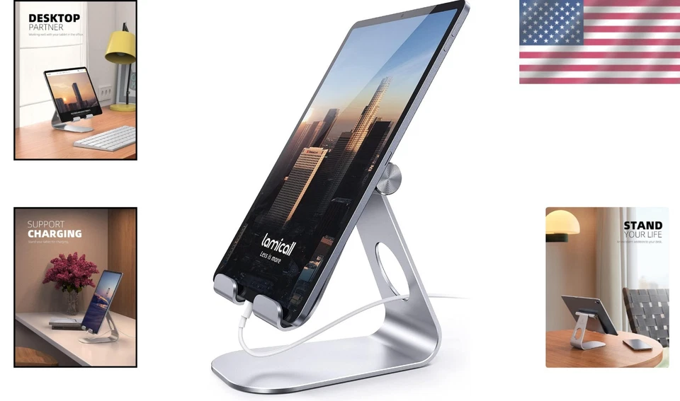 Lamicall Adjustable Tablet Stand - Lightweight Silver Holder for iPads & Phones - Image 2 of 4