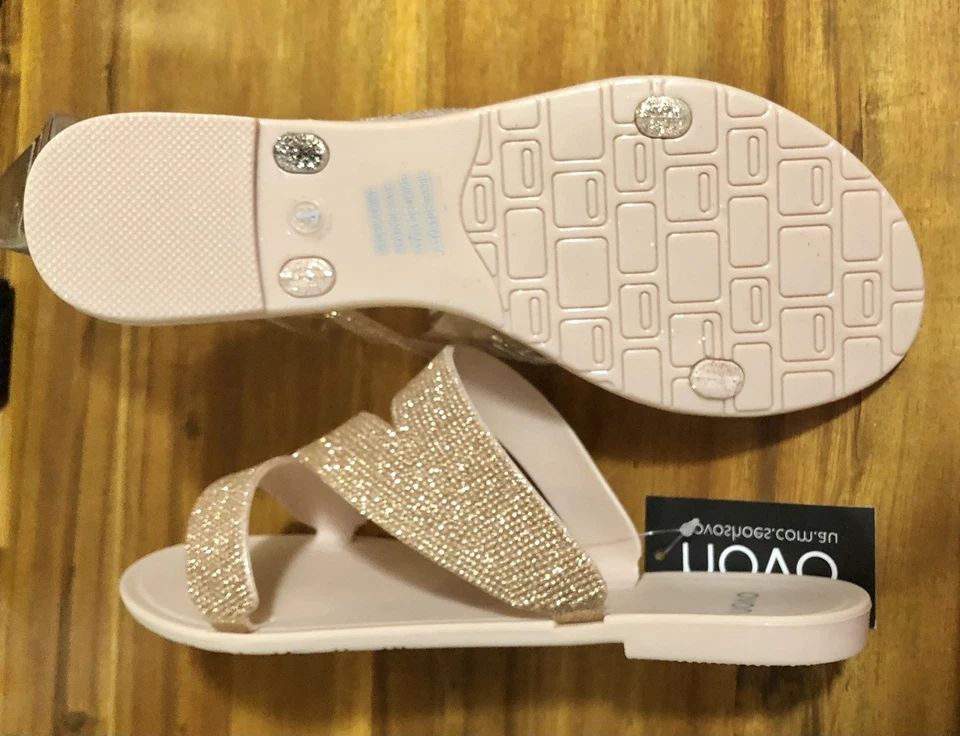 Size 7 Slip On Sandals By “ novo “ - Gold Sparkling - Lightweight & Flexible NWT - image 2 of 4
