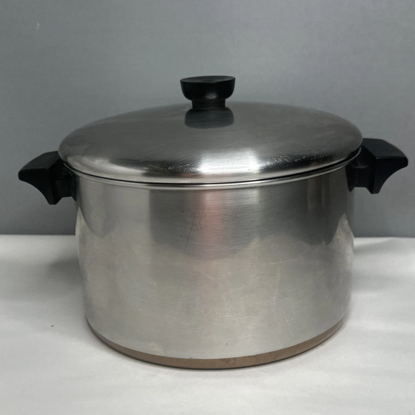 Vintage Revere Ware 1801 Copper Clad 6 Qt Stock Pot Pan w/ Lid USA Clinton ILL
