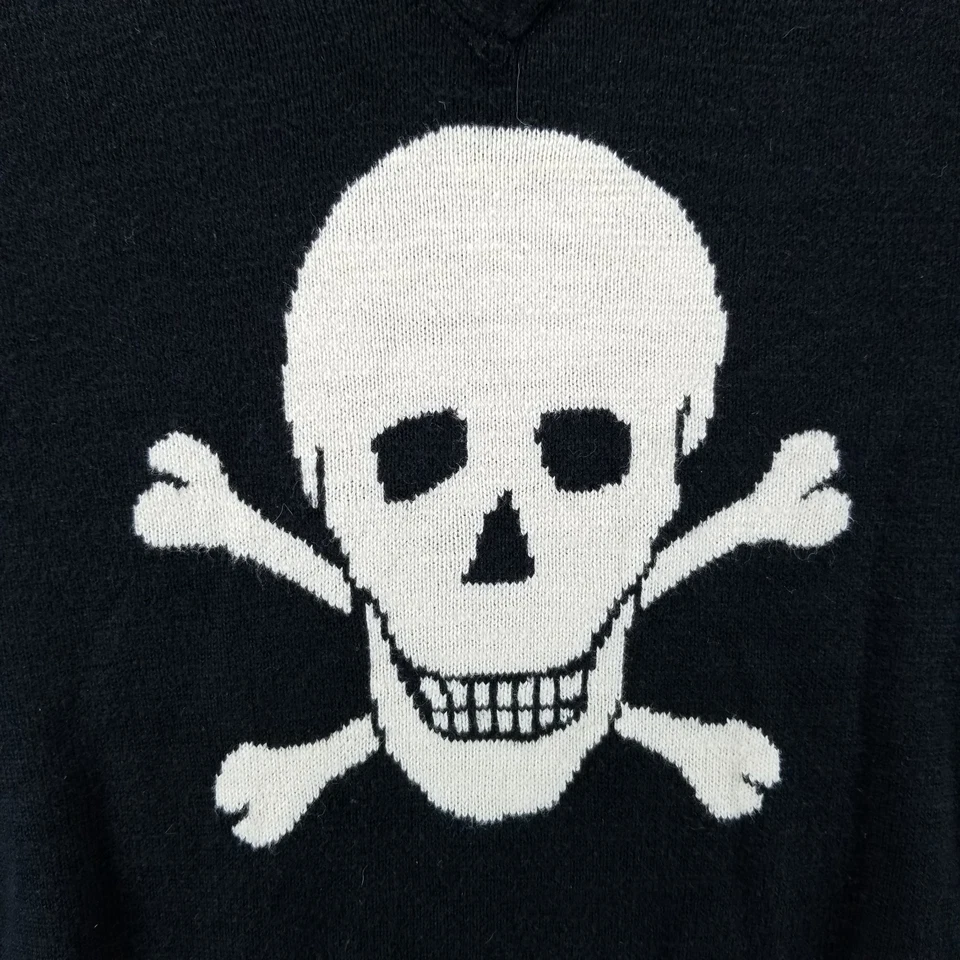 Suéter Ralph Lauren Rugby Para Hombres S Negro Cuello en V Calavera Tejido Manga Larga Y2K Foto 3 de 4