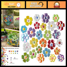Iridescent Flower Mosaic Tiles - 1LB Bulk Craft Supplies for DIY Garden Decor