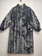 Vtg Olympia Faux Fur Overcoat Womens Small Black Faux Mink Dressy Disco Classic