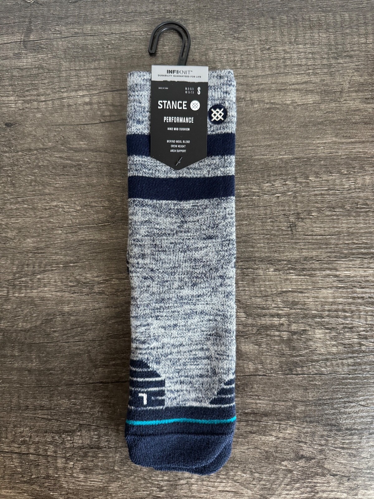 Stance Performance Merino Wool Hiking Crew Socks SMALL Men's 3-5.5 Women's 5-7.5