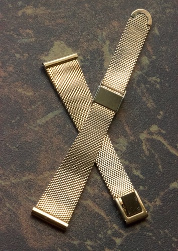 JB Champion ladies gold-plated mesh vintage watch bracelet 14mm 15mm or 15.5mm - Picture 2 of 4