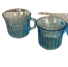 3 VTG Forte Crisa Mexico Blue Glass Tea/coffee Cups
