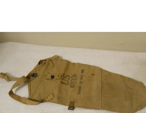 WW2 US Military Training Gas Mask M1A1 Canvas Carrier Pouch 18" L