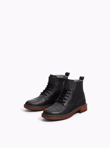 Chicos Zara Negro Cuero Botas Talla 33 EU con cremallera y cordones | eBay