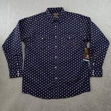 Ariat Shirt L Nosson Star Maritime Blue USA Geometric Red White Pearl Snap