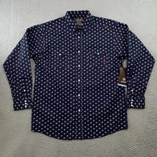 Ariat Shirt L Nosson Star Maritime Blue USA Geometric Red White Pearl Snap