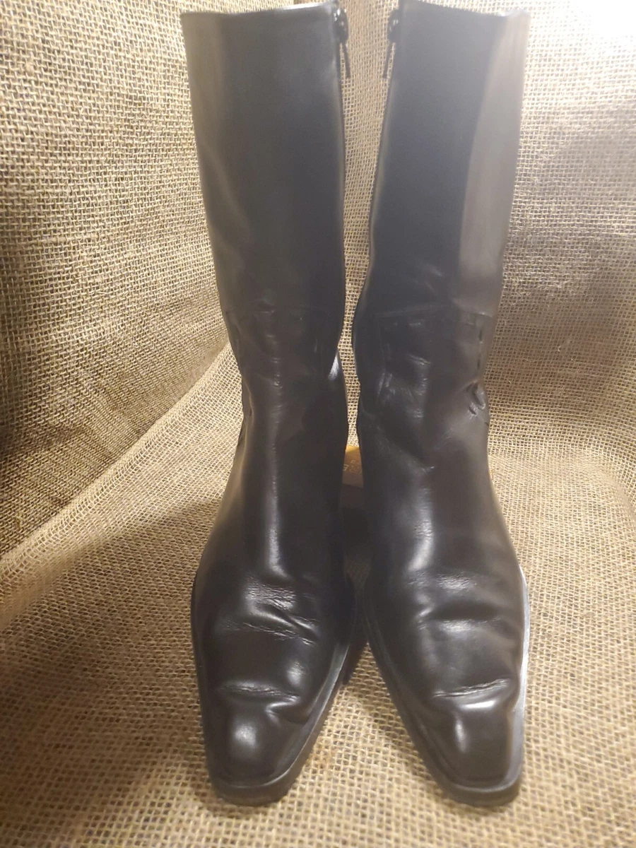 Women s Black Leather Vero Cuoio Made in Italy Boots Size EU 38.5