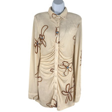 With Jean Andy Mini Dress Small Cream Chalk And Flower Long Sleeve NWT DR-1706