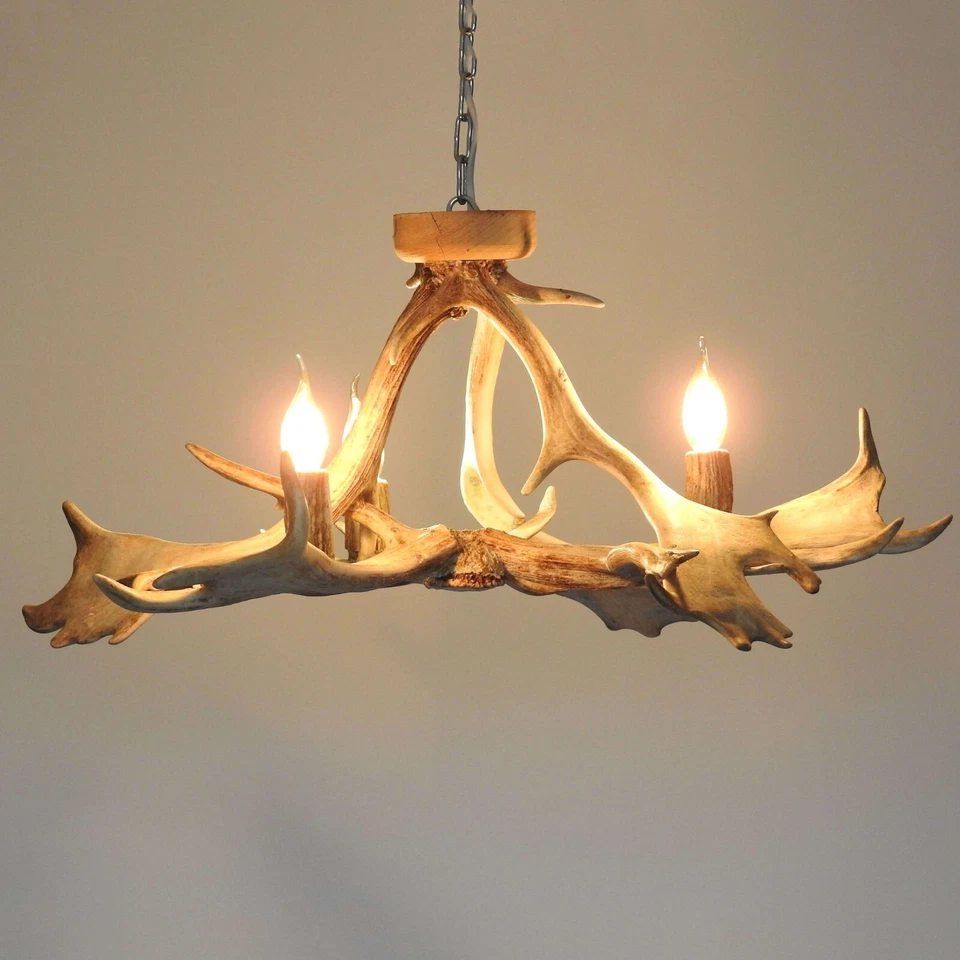White Antler Chandelier for Low Ceiling Room - Image 4 of 4
