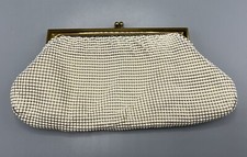 Whiting And Davis Ivory Colored Mesh Clutch Purse Vintage