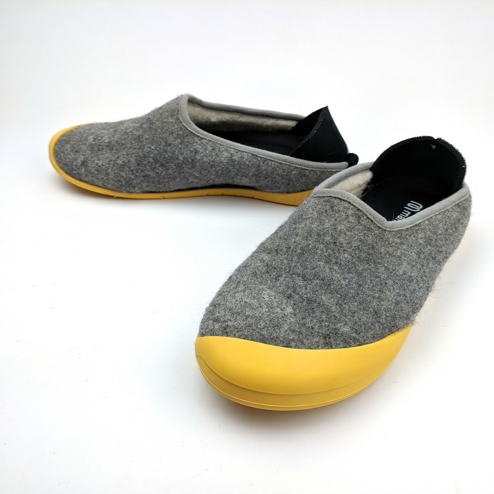 SAOLA Ciabatta classica lana Mahabis grigio giallo suola rimovibile donna EU 38 US 7 5