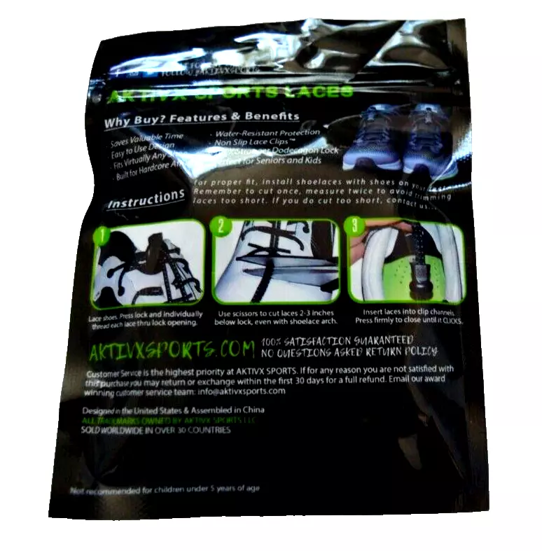AKTIVX Sports Shoe Laces BLACK WHITE Walking Running New