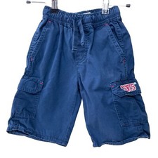Levi Cargo Shorts Blue Logo Spellout on Pocket Pull On Drawstring Patch Sz 6 Boy