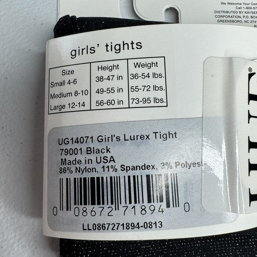HUE Girls Shimmer Lurex Tights 2 Pairs Size Small (4-6) Black New - Picture 4 of 4