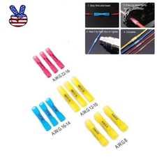 22-8AWG Heat Shrink Butt Connectors Marine Crimp Wire Splice Terminals 10/200PCS
