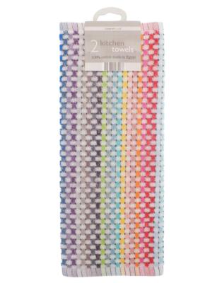  Geschirrtücher 100% Baumwolle hell bunt bunt kariert 40 x 64 cm 2er Pack