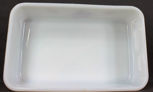 Refrigerator Oblong Milk Glass Dish Red Ship Sailboat Boat 5 x 8" - Picture 4 of 6