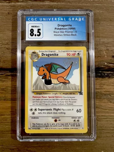 DRAGONITE Movie Promo 1999 Pokemon Card #5/#149 Black Star GRADED CGC 8.5 NM/M+