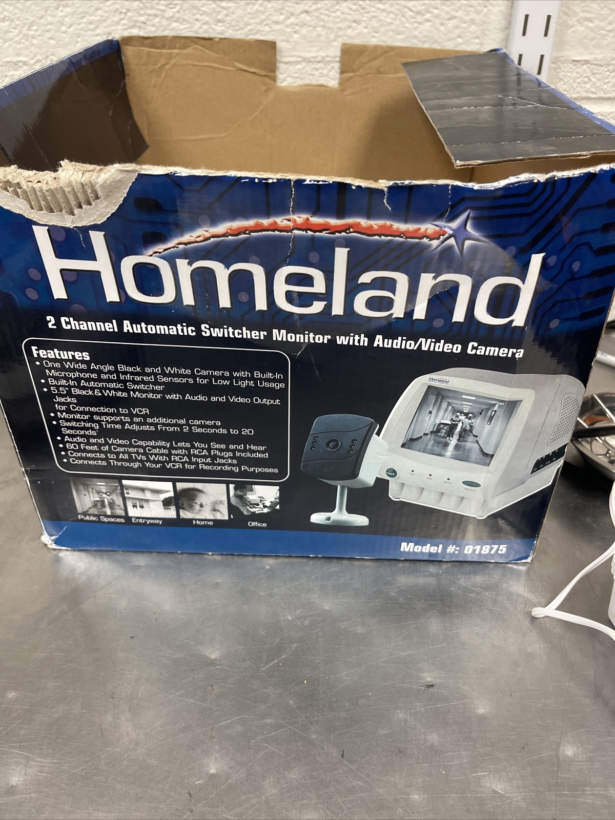 Homeland Security #01875 Video Camera 2 Channel Auto Switcher TV Monitor  1402