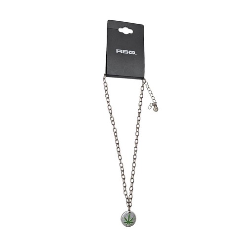 RSQ Collar Hoja Marihuana Olla Fumador Hippie Medallón Dije Tono Plata - Imagen 3 de 4
