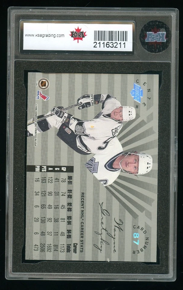 Wayne Gretzky 1995-96 Leaf Limited #87 Salón de la fama Los Angeles Kings KSA 10 GEMA COMO NUEVO Foto 2 de 2