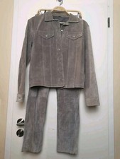 Leder Jacke, Hose, Velour Leder, Gr. 38, Steingrau, Hose Und Jacke